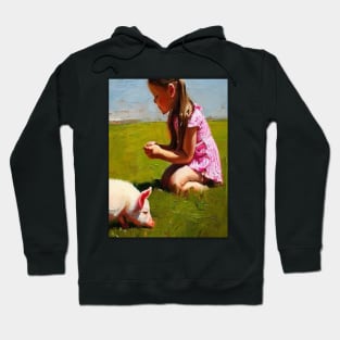 baby and pig graphic Hoodie